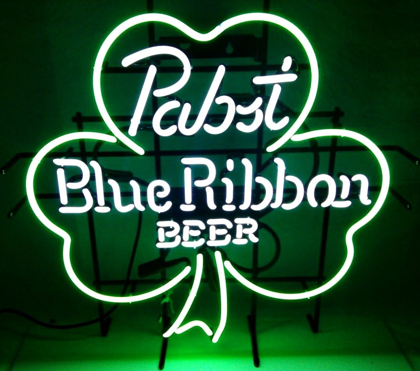Pabst Blue Ribbon Shamrock Beer Neon